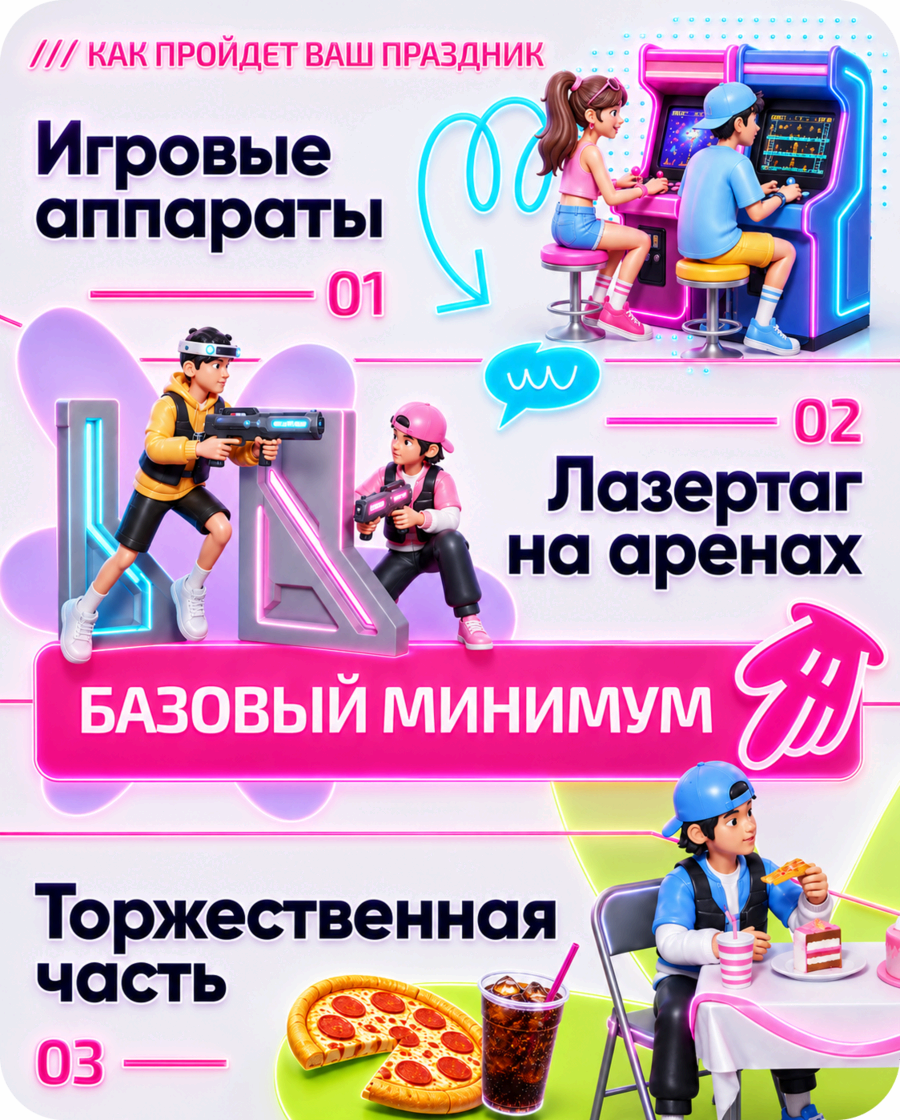 Пакет «Базовый минимум» — как пройдёт детский день рождения в LaserLand