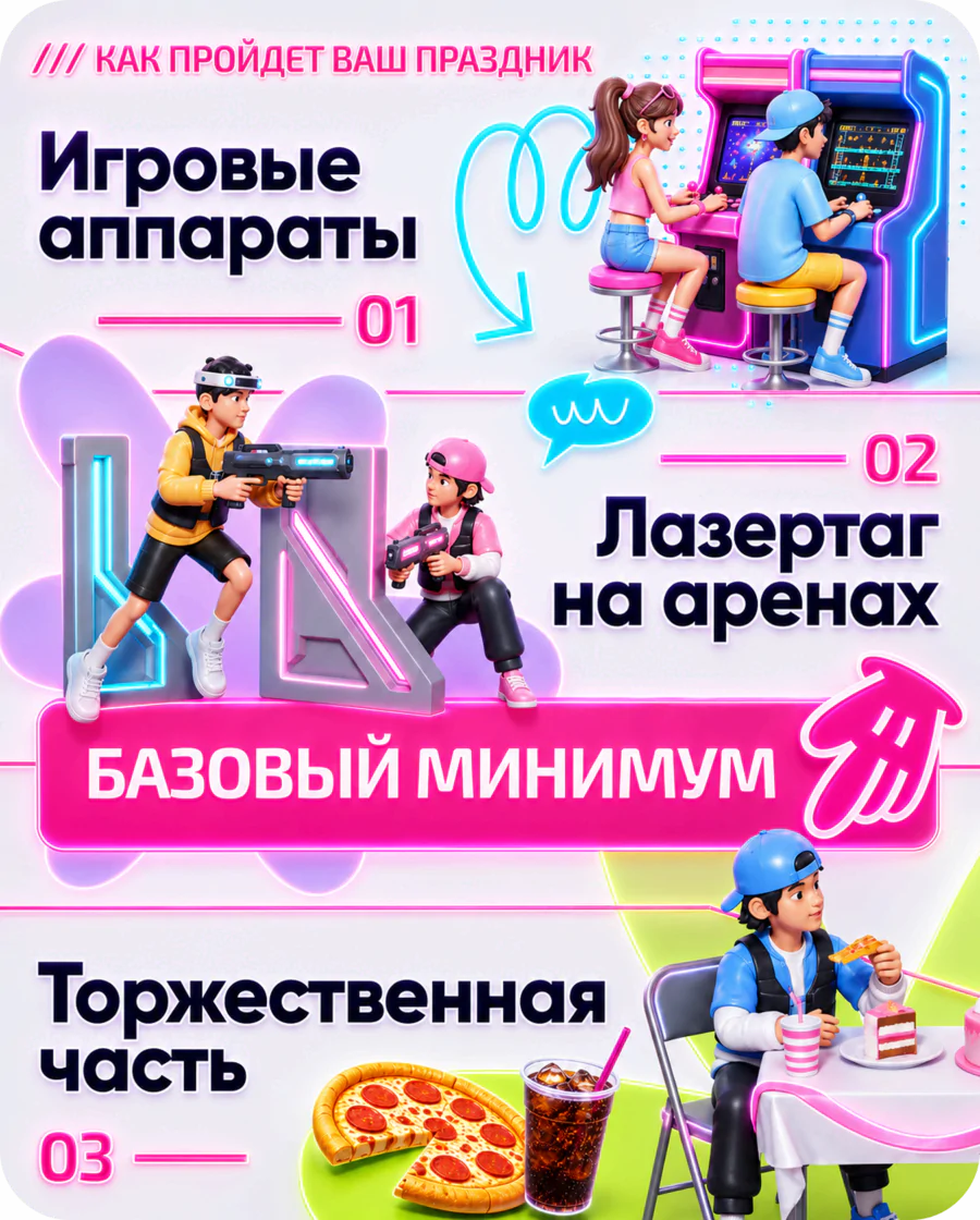 Пакет «Базовый минимум» — как пройдёт детский день рождения в LaserLand